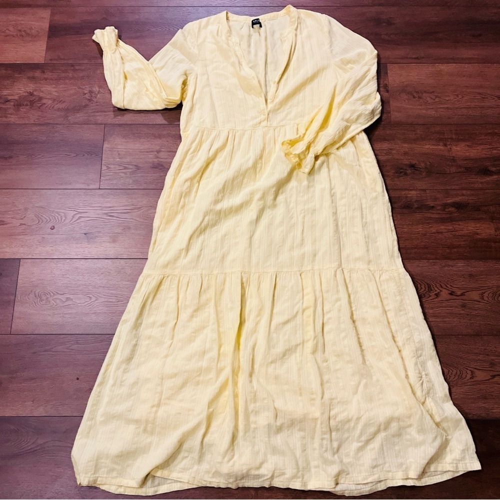 Able Jane Maxi Dress Granny Prairie 3/4 Sleeve Pockets Tiered Cottagecore Lined - Picture 4 of 10